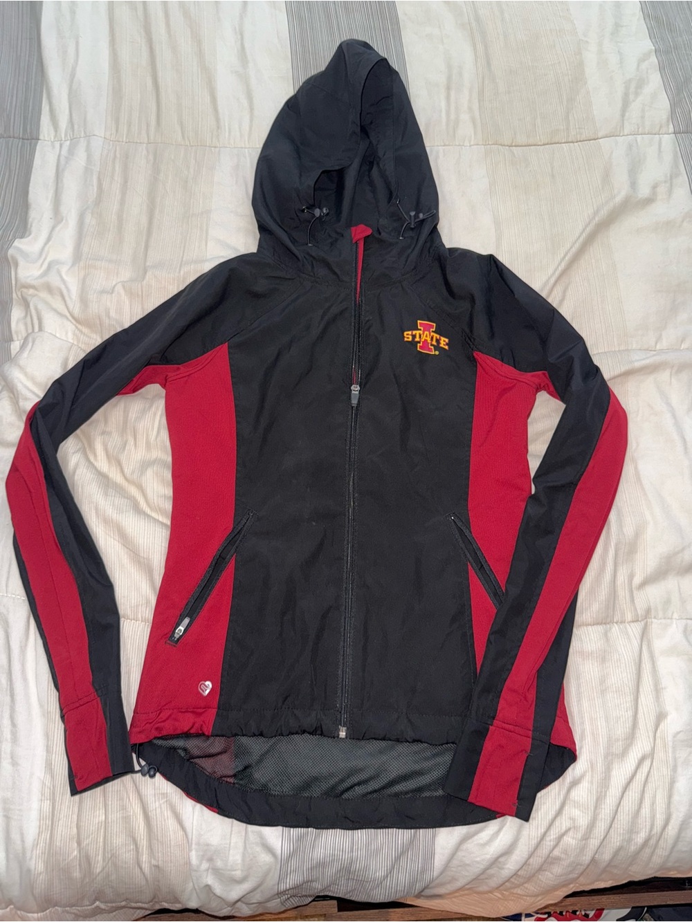 Colosseum Black & Red Hooded Utility Jacket with Iowa State Logo